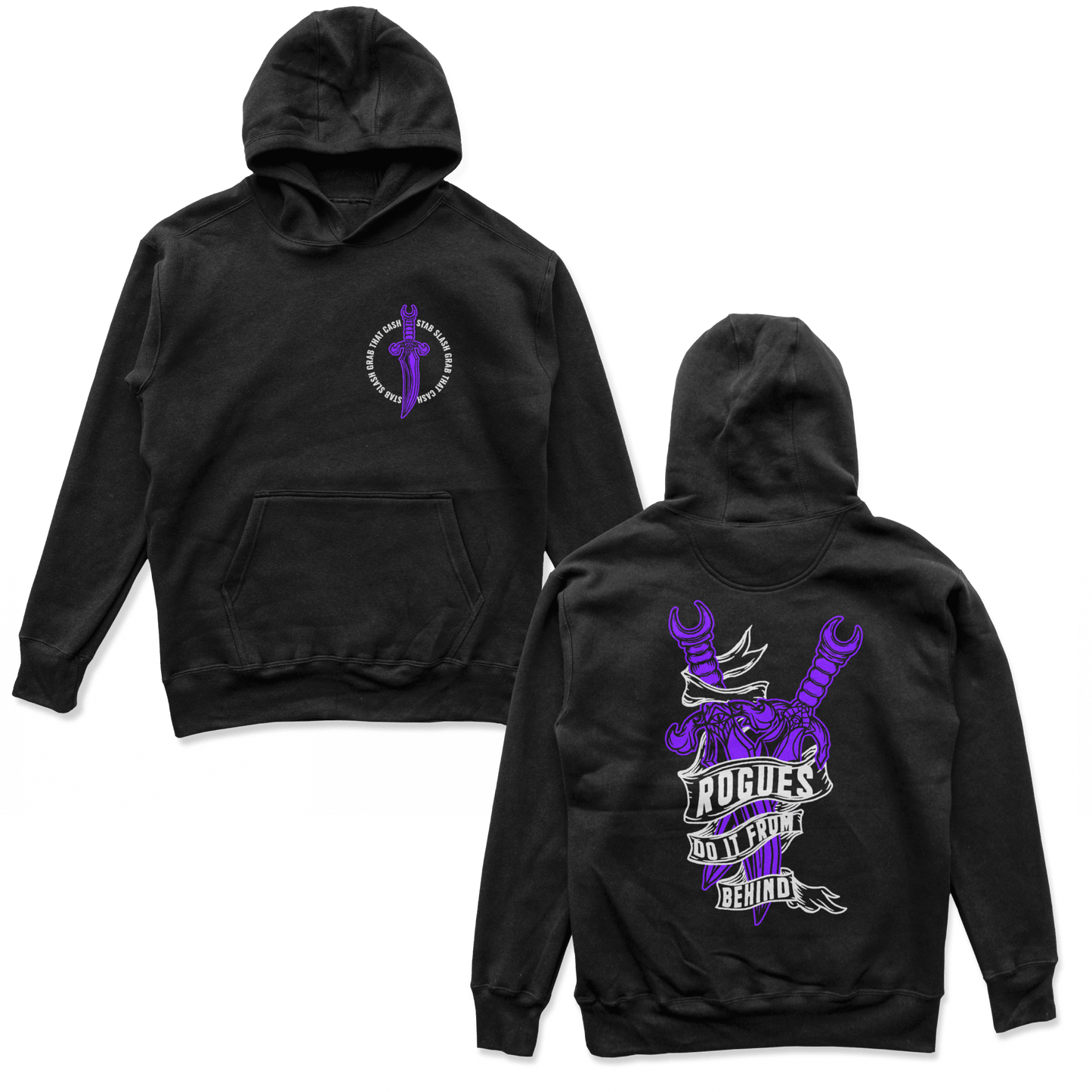Object of Power nerdy gamer anime tabletop roleplaying Hoodie Rogue's Dagger Hoodie Chest & Back Prints / Black / S