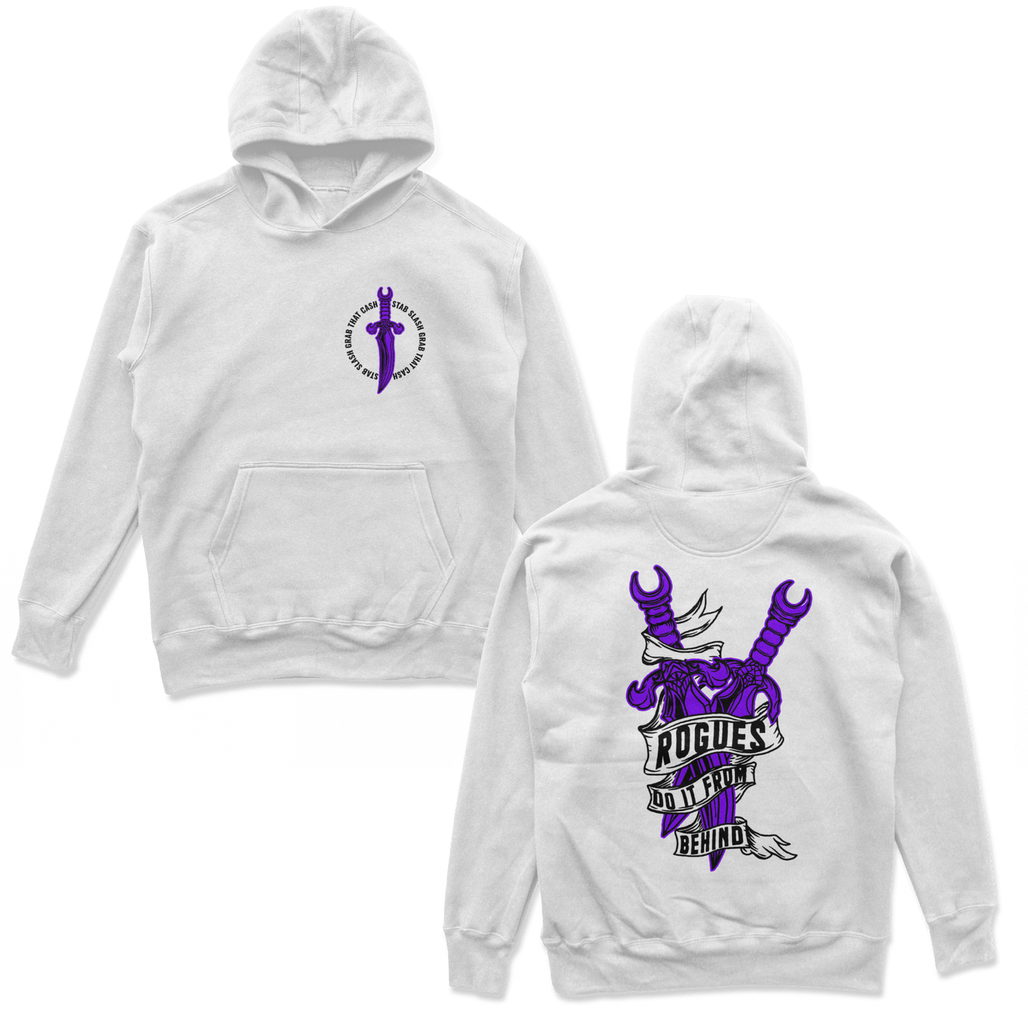 Object of Power nerdy gamer anime tabletop roleplaying Hoodie Rogue's Dagger Hoodie Chest & Back Prints / White / S