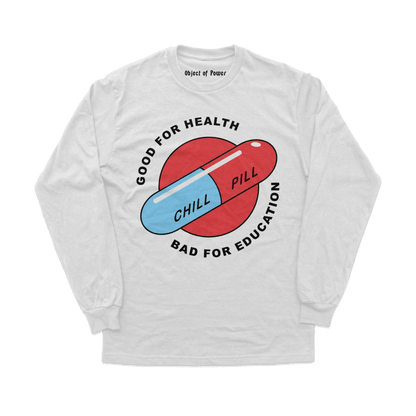 Object of Power nerdy gamer anime tabletop roleplaying Long Sleeve Tee Chill Pill Long Sleeve Tee Front Print / White / XS