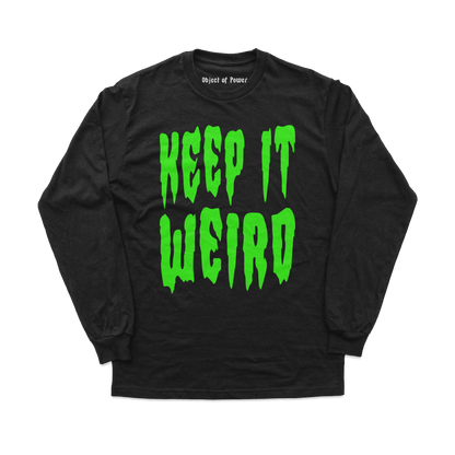 Object of Power nerdy gamer anime tabletop roleplaying Long Sleeve Tee Keep It Weird Long Sleeve Tee Front Print / Black / S