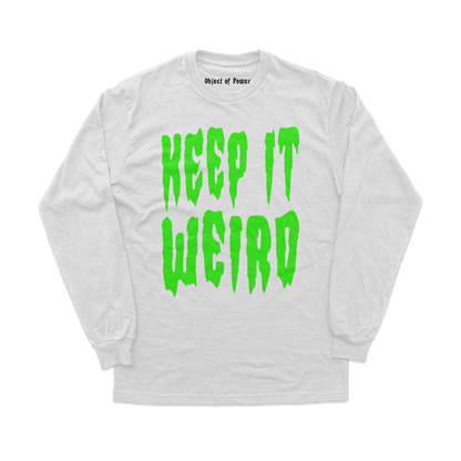 Object of Power nerdy gamer anime tabletop roleplaying Long Sleeve Tee Keep It Weird Long Sleeve Tee Front Print / White / S