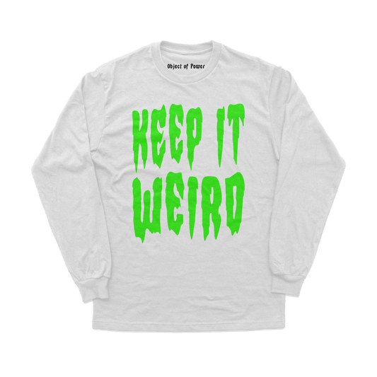 Object of Power nerdy gamer anime tabletop roleplaying Long Sleeve Tee Keep It Weird Long Sleeve Tee Front Print / White / S