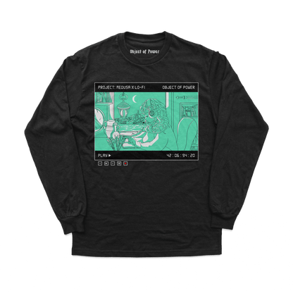 Object of Power nerdy gamer anime tabletop roleplaying Long Sleeve Tee Medusa X Lo-Fi Long Sleeve Tee Front Print / Black / XS