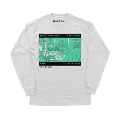 Object of Power nerdy gamer anime tabletop roleplaying Long Sleeve Tee Medusa X Lo-Fi Long Sleeve Tee Front Print / White / XS