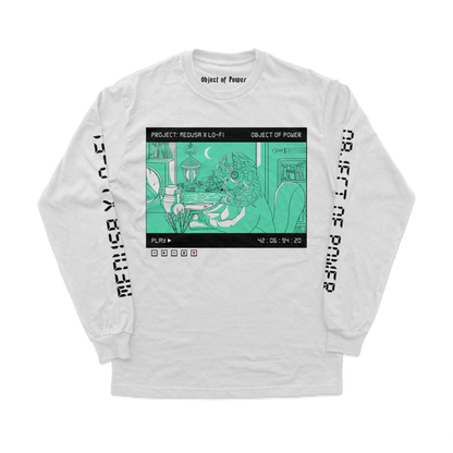 Object of Power nerdy gamer anime tabletop roleplaying Long Sleeve Tee Medusa X Lo-Fi Long Sleeve Tee Front & Sleeve Prints / White / XS