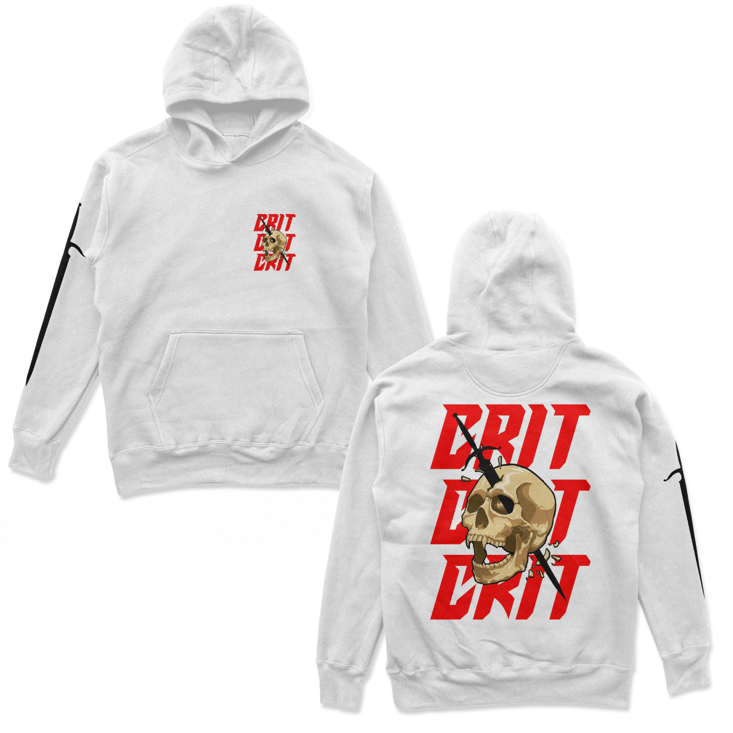 Object of Power nerdy gamer anime tabletop roleplaying Hoodie Melee Critical Hoodie Chest, Back, & Sleeve Prints / White / S