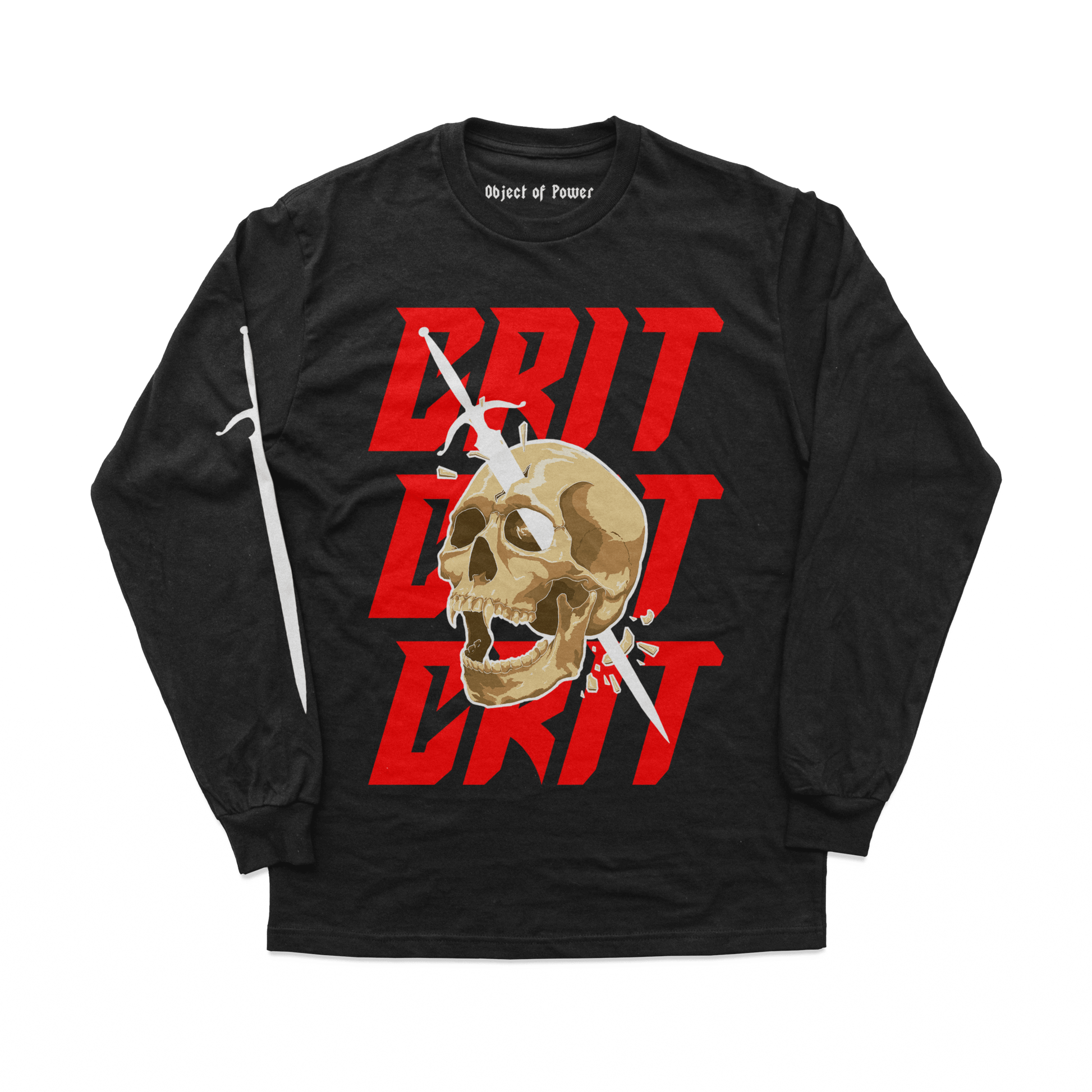 Object of Power nerdy gamer anime tabletop roleplaying Long Sleeve Tee Melee Critical Long Sleeve Tee Front & Sleeve Prints / Black / XS