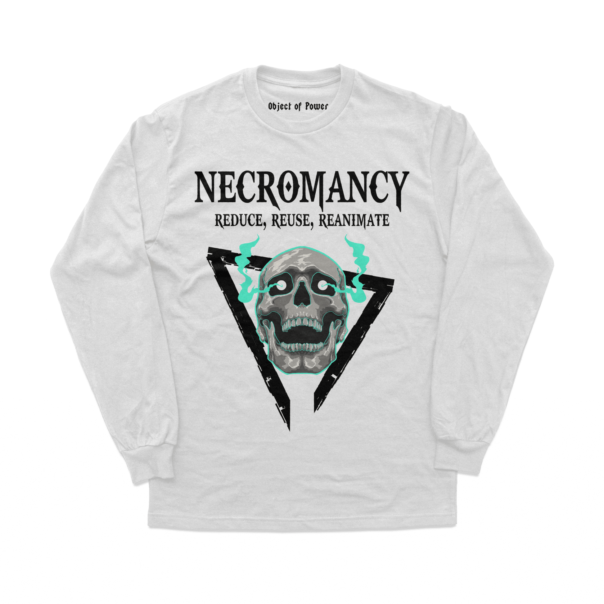 Object of Power nerdy gamer anime tabletop roleplaying Long Sleeve Tee Necromantic Environmentalism Long Sleeve Tee Front Prints / White / XS