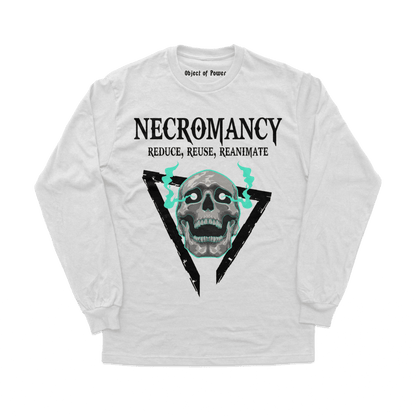 Object of Power nerdy gamer anime tabletop roleplaying Long Sleeve Tee Necromantic Environmentalism Long Sleeve Tee Front Prints / White / XS