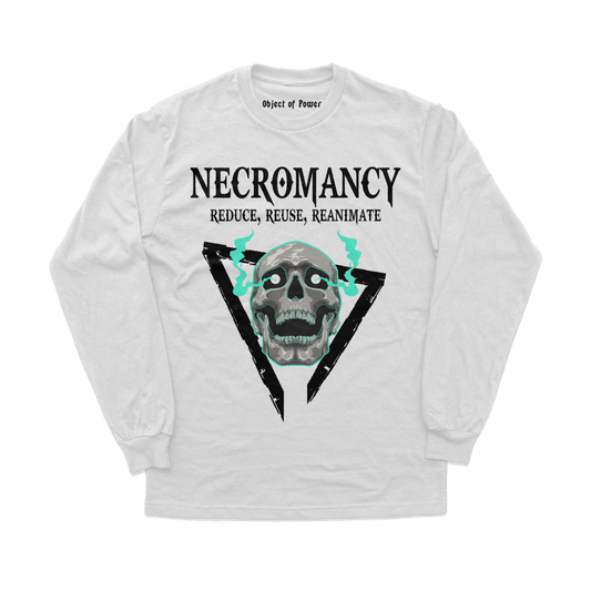 Object of Power nerdy gamer anime tabletop roleplaying Long Sleeve Tee Necromantic Environmentalism Long Sleeve Tee Front Prints / White / XS