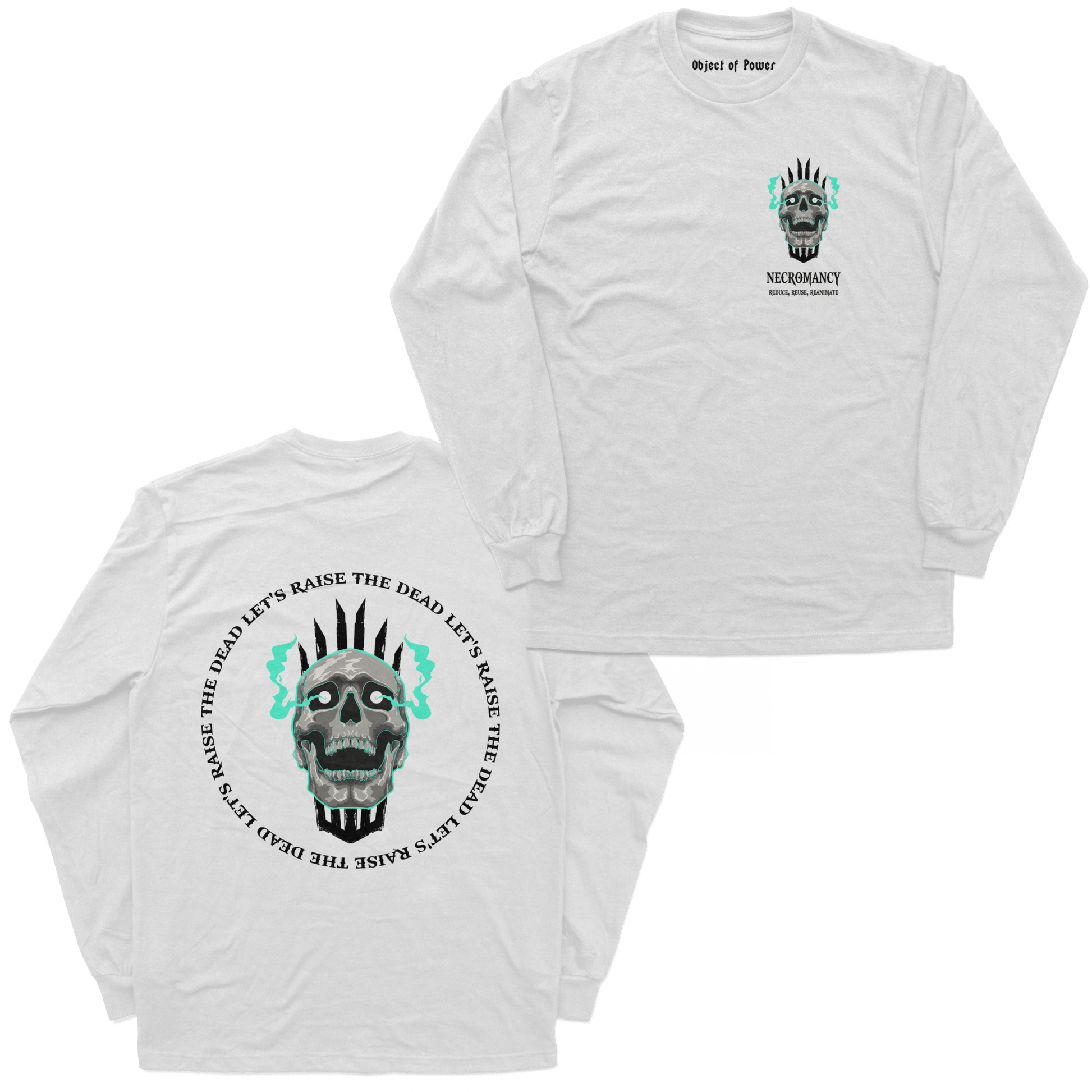 Object of Power nerdy gamer anime tabletop roleplaying Long Sleeve Tee Necromantic Environmentalism Long Sleeve Tee Chest & Back Prints / White / XS