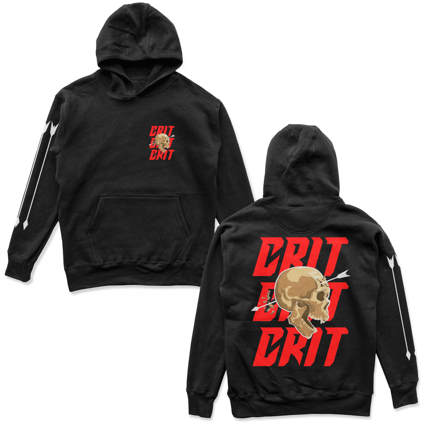 Object of Power nerdy gamer anime tabletop roleplaying Hoodie Ranged Critical Hoodie Chest, Back, & Sleeve Prints / Black / S