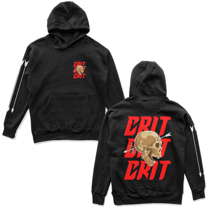 Object of Power nerdy gamer anime tabletop roleplaying Hoodie Ranged Critical Hoodie Chest, Back, & Sleeve Prints / Black / S