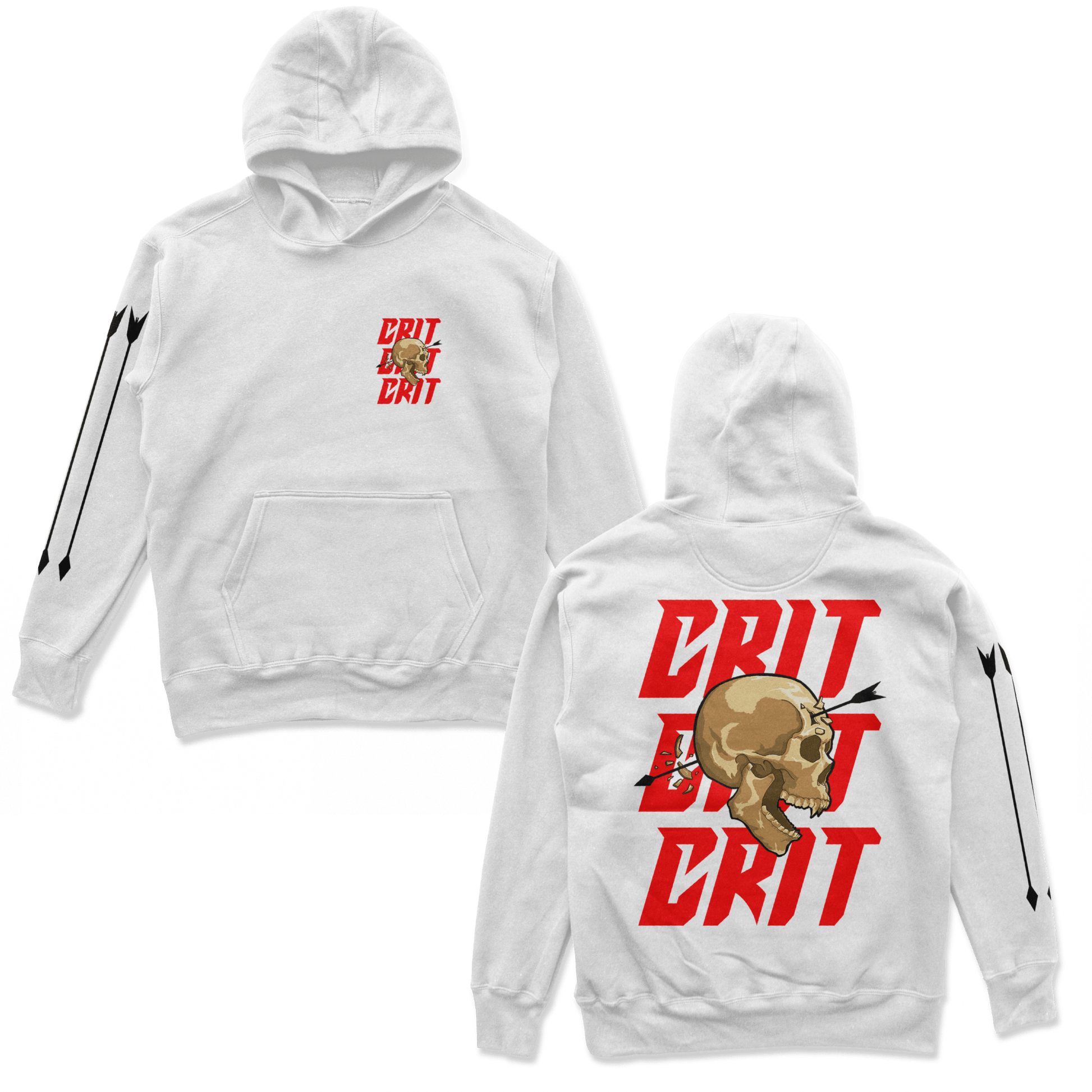 Object of Power nerdy gamer anime tabletop roleplaying Hoodie Ranged Critical Hoodie Chest, Back, & Sleeve Prints / White / S