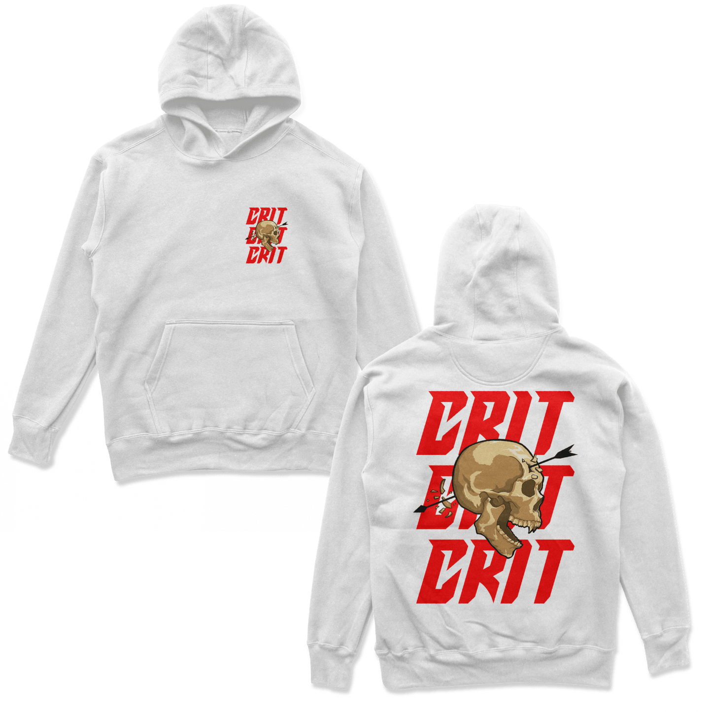 Object of Power nerdy gamer anime tabletop roleplaying Hoodie Ranged Critical Hoodie Chest & Back Prints / White / S