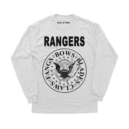 Object of Power nerdy gamer anime tabletop roleplaying Long Sleeve Tee Rangers Rock Band Long Sleeve Tee Front Print / White / XS