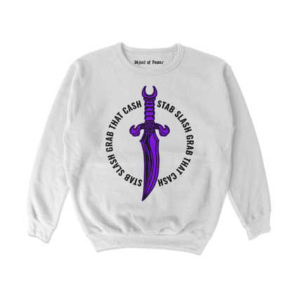 Object of Power nerdy gamer anime tabletop roleplaying Sweatshirt Rogue's Dagger Sweatshirt Front Print / White / S
