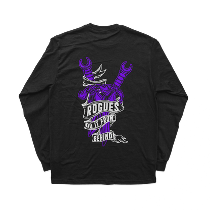 Object of Power nerdy gamer anime tabletop roleplaying Long Sleeve Tee Rogue's Dagger Long Sleeve Tee Chest & Back Prints / Black / XS