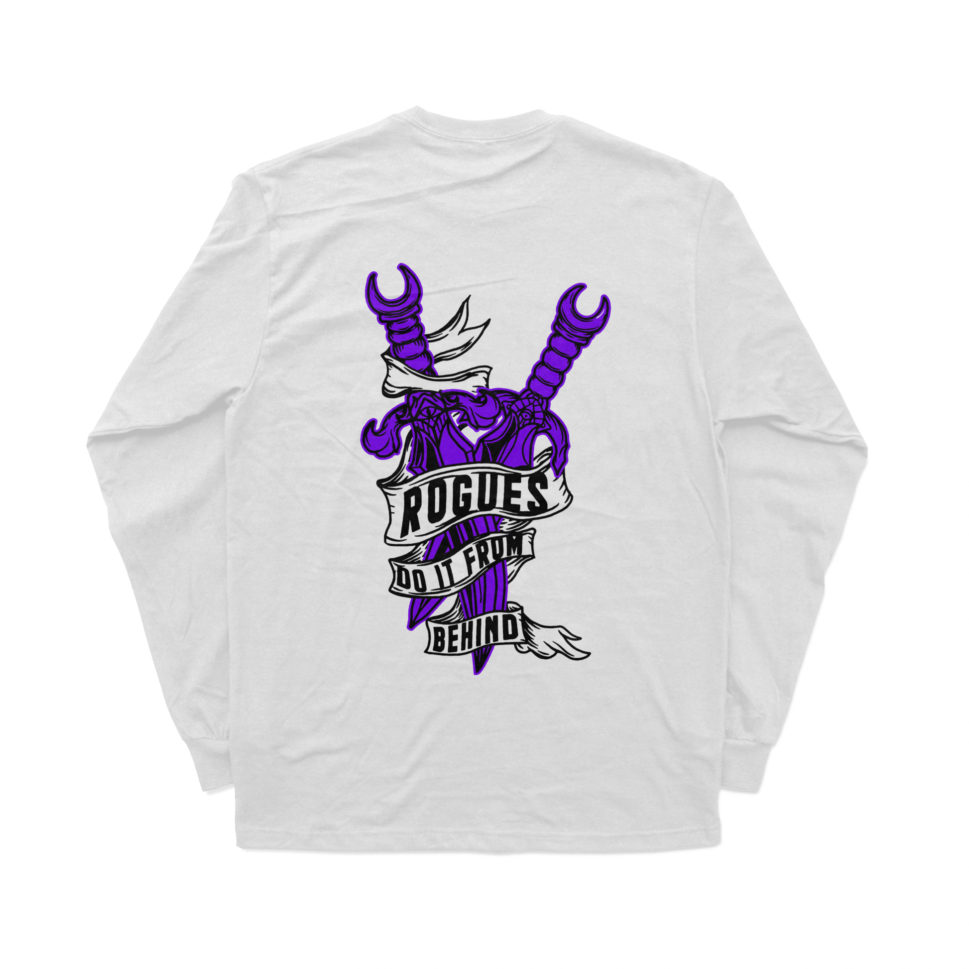 Object of Power nerdy gamer anime tabletop roleplaying Long Sleeve Tee Rogue's Dagger Long Sleeve Tee Back Print / White / XS