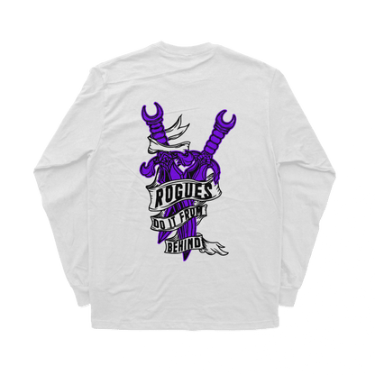 Object of Power nerdy gamer anime tabletop roleplaying Long Sleeve Tee Rogue's Dagger Long Sleeve Tee Back Print / White / XS