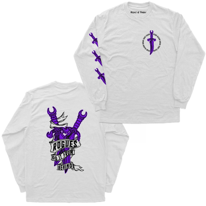Object of Power nerdy gamer anime tabletop roleplaying Long Sleeve Tee Rogue's Dagger Long Sleeve Tee Chest, Back, & Sleeve Prints / White / XS