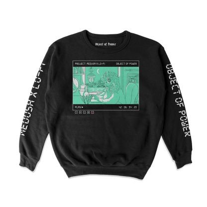 Object of Power nerdy gamer anime tabletop roleplaying Sweatshirt Medusa X Lo-Fi Sweatshirt Front & Sleeve Prints / Black / S