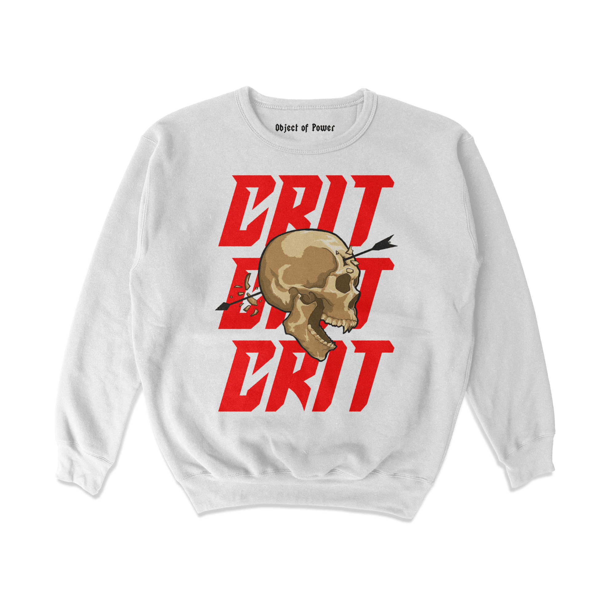 Object of Power nerdy gamer anime tabletop roleplaying Sweatshirt Ranged Critical Sweatshirt Front Print / White / S